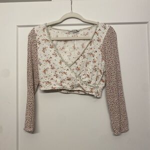 American Eagle Outfitters Floral Wrap Blouse